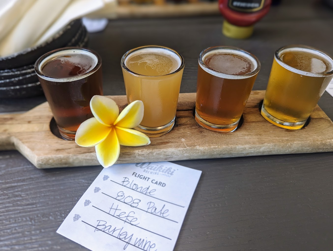 Beer flight at Waikiki brewing