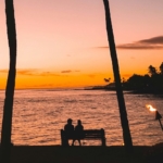 couple at sunset in Waikiki